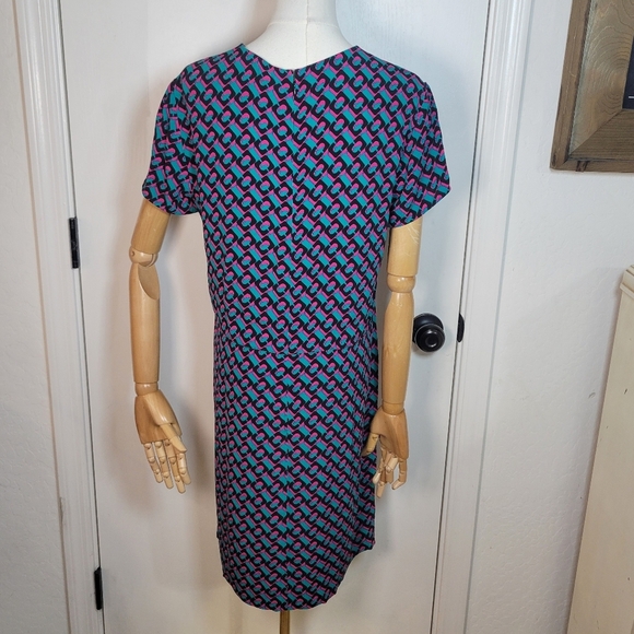 Diane Von Furstenberg Carlotta T-Shirt Dress Soft Abstract Print Midi Size M - Picture 11 of 12